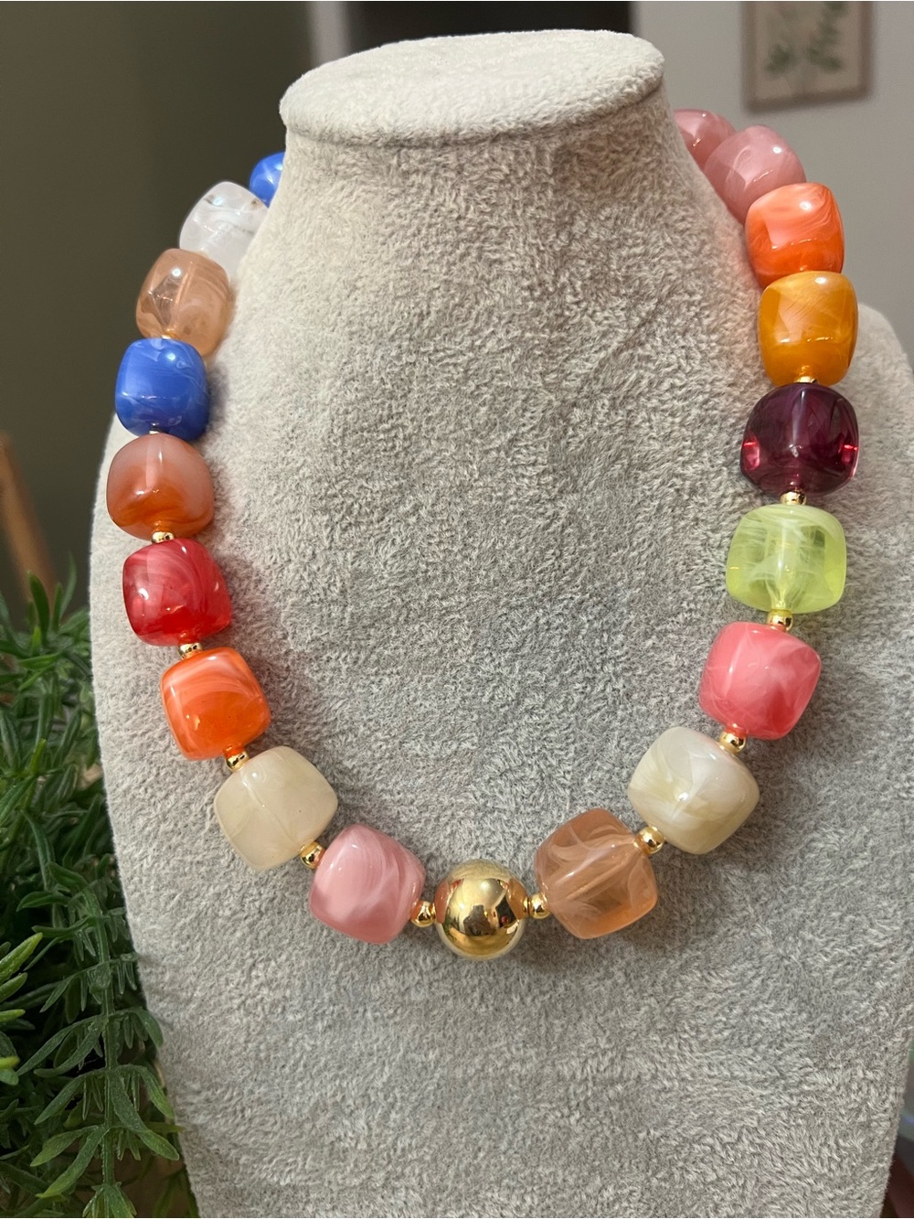 Multi-Color Chunky Bead Statement Necklace - Women Jewelry